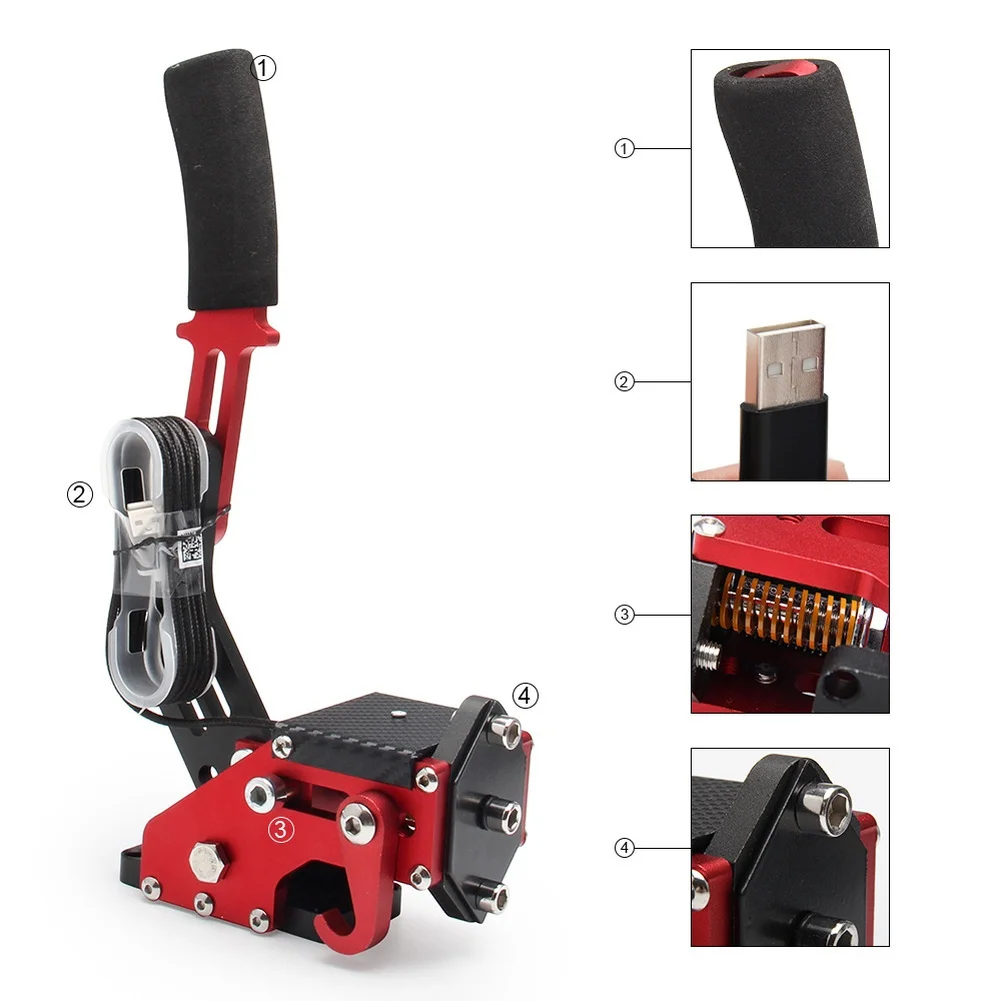 Car 16-bit PC USB Handbrake For Racing Games, For Logitech For G27 For G29 For G920 Aluminum Alloy Accessories