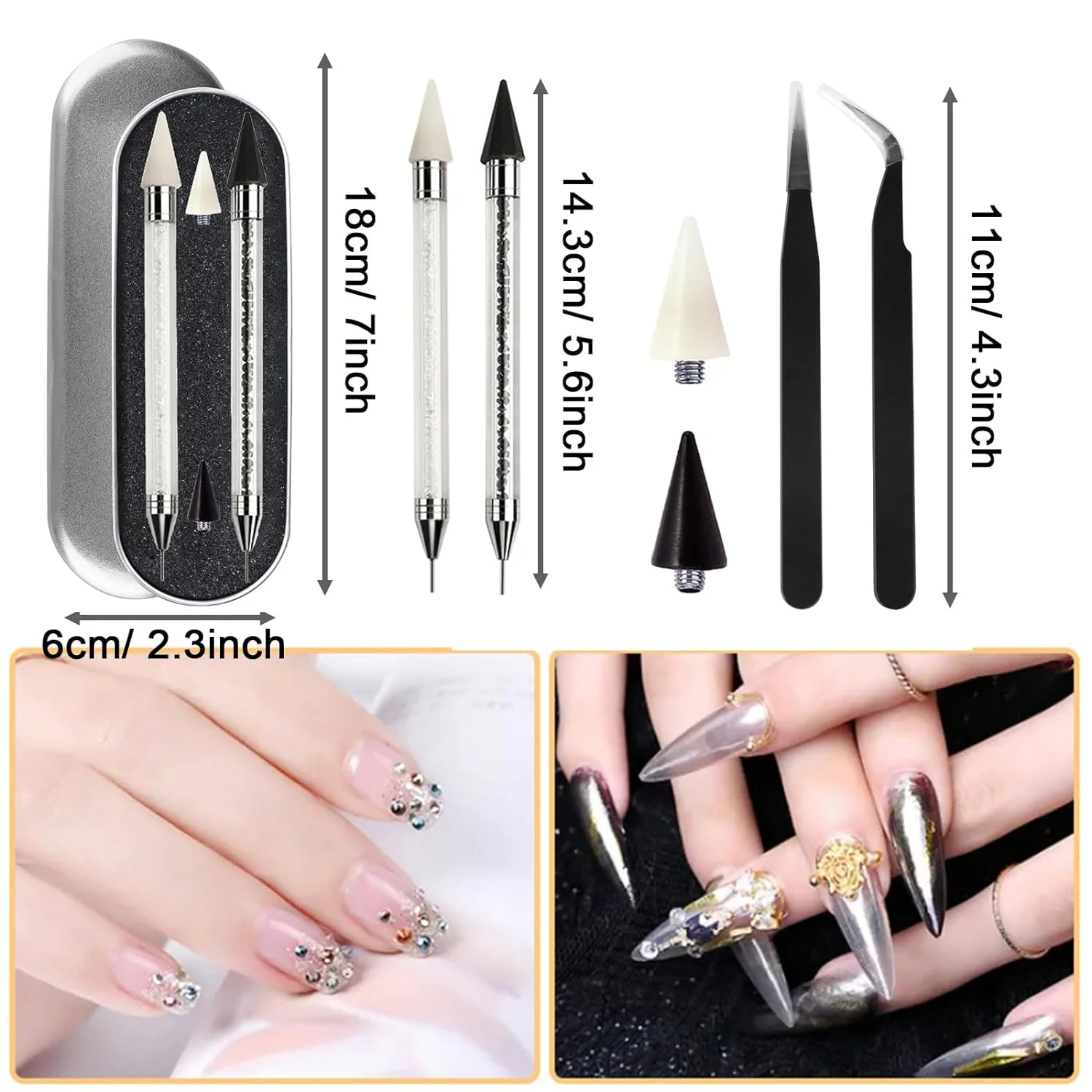 Convenient, Stylish DIY Nail Art Gem Pickup Kit with Easy-to-Use, Sparkling Rhinestones - Rhinestone Picker Tool Set Includes 2
