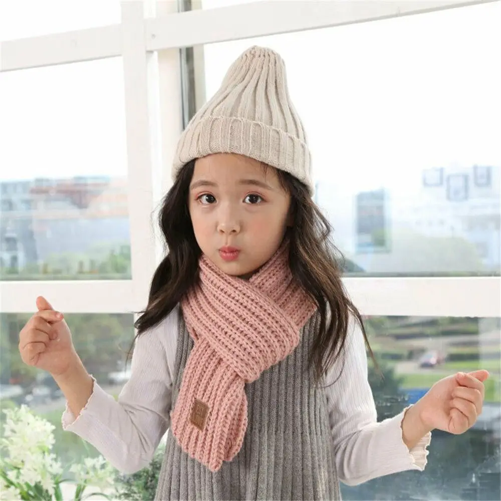 Fashion Warm Kids Scarf Soft Thick Neck Warmer Cute Outdoor Knitted Scarf Baby Boys Girls