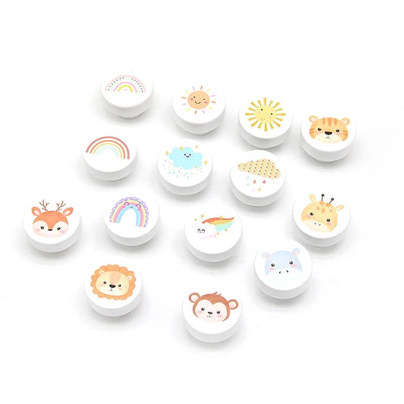 

6/8PCS Wood Furniture Drawers Knobs Kitchen Cupboard Wardrobe Pulls Wooden Door Handles Children's Room Animal