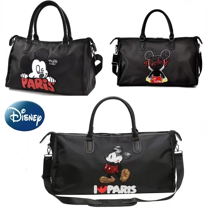 2025 New Disney Mickey Large Ladies Travel Bag Capacity Cute Fashion Luggage Bag Oxford Cloth High Quality Women\'s Handbag