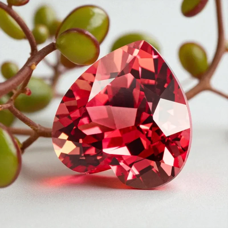 Lab Grown Sapphire Heart Cut Sunset Red Loose Gemstone Pass Diamond Tester With Certificate For Jewelry Diy Making