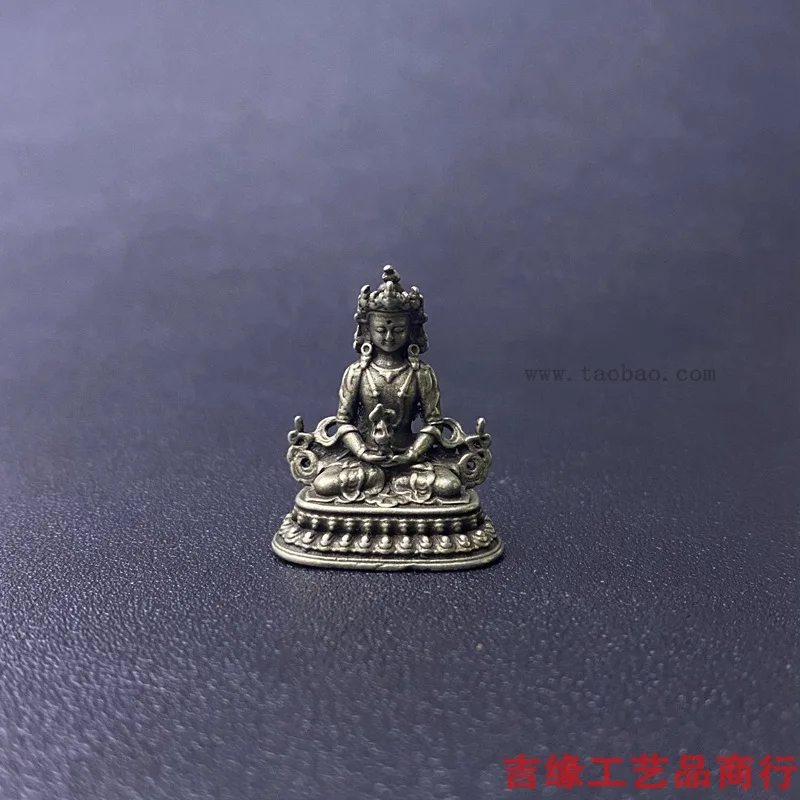 

Статуя Будды в тибетском стиле, однотонное мини-украшение для рабочего стола, ремесленное украшение, белый медный карман, маленький I