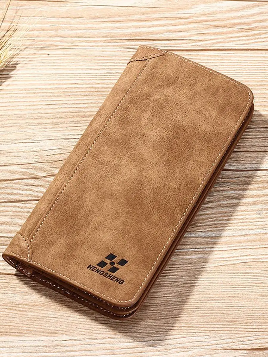 Engraved Name Men's Long Vintage Wallet Large-Capacity Purse Dompet Lelaki Personalized Gift for Father's Day Birthday Christmas