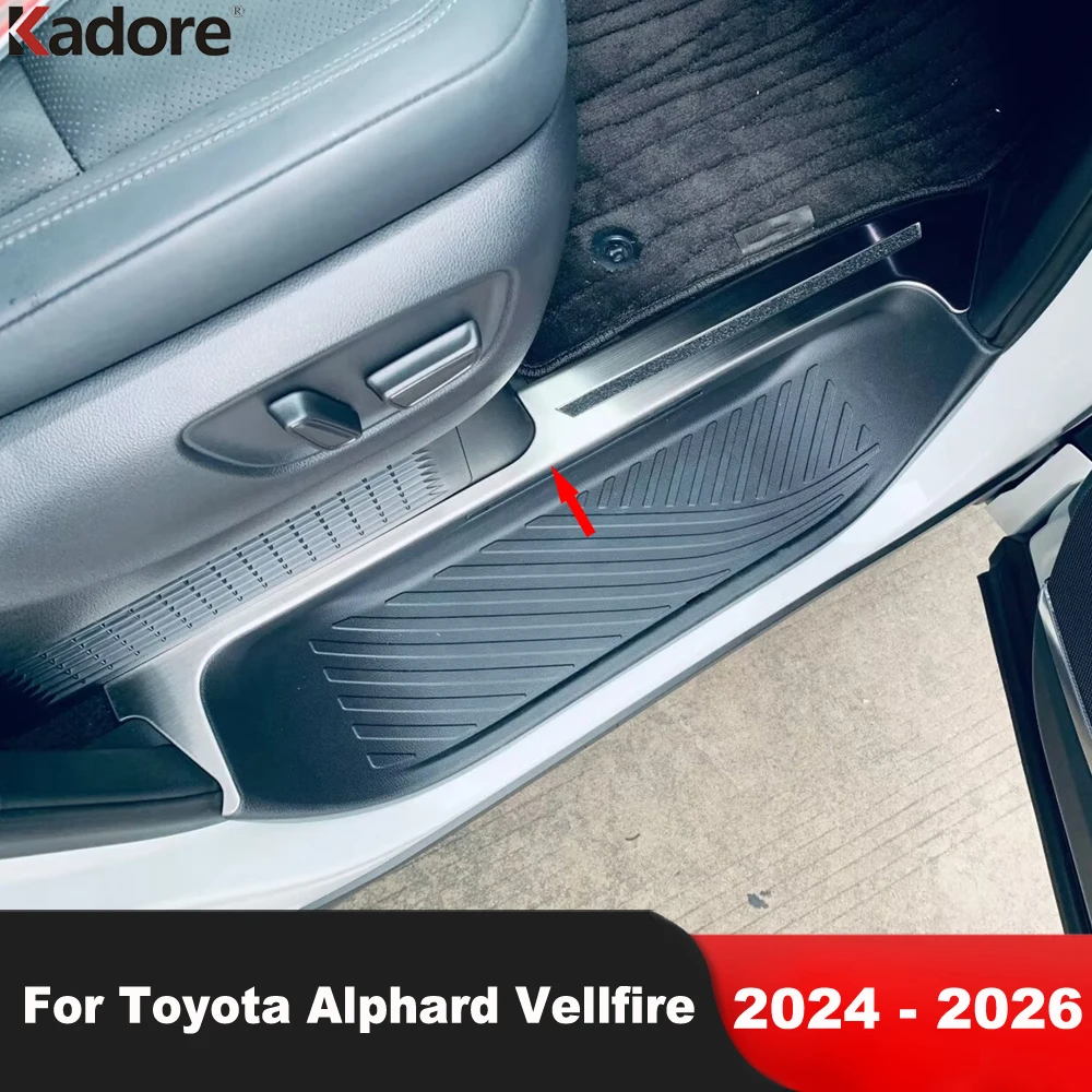 Car Interior Door Sill Plate Cover Trim For Toyota Alphard Vellfire 2024 2025 2026 Steel Door Entry Scuff Guard Pad Accessories