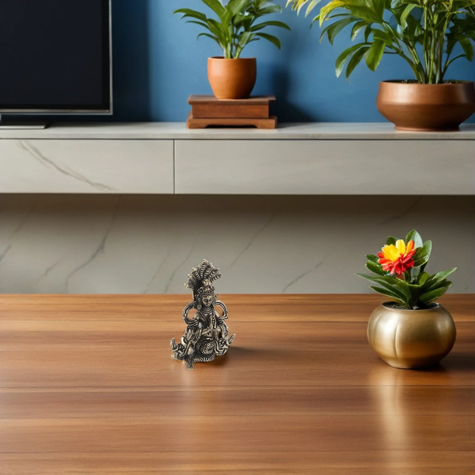 

Hand Painted Brass Medusa Snake Goddess Statue Vintage Sculpture Table Decoration Feng Shui Blessing Ornament Home Decor