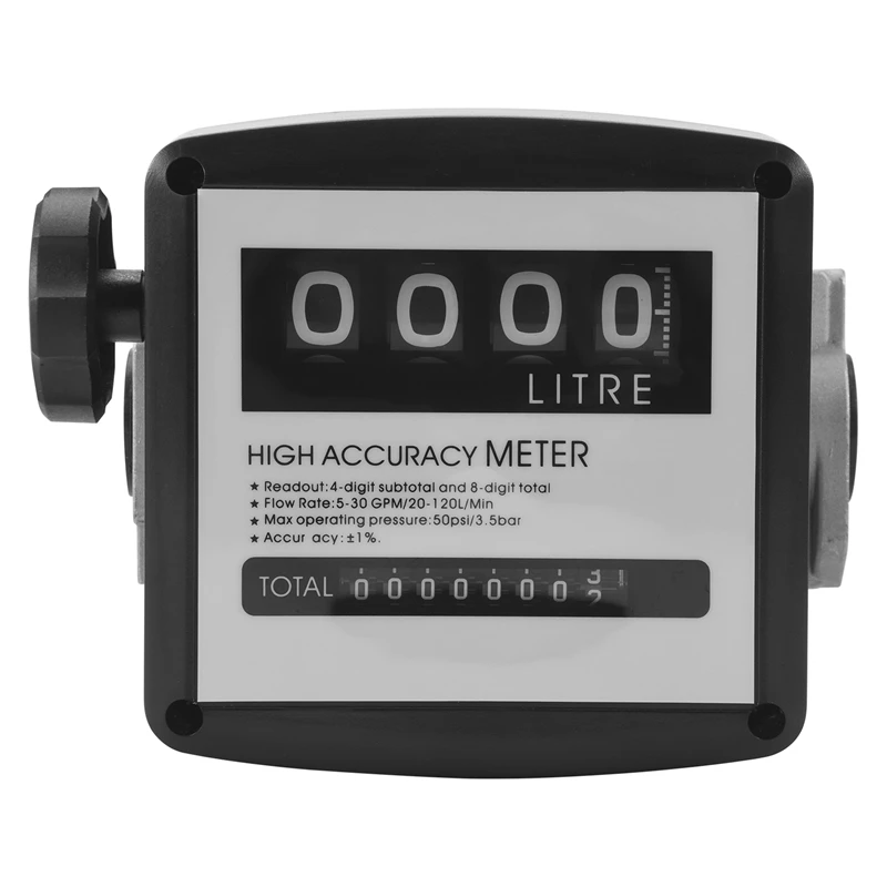 

Mechanical Fuel Gauge 4-Digit Fuel Flow Mechanical Fuel Flow Meter 25Mm (1 Inch Internal Thread) 5-30 GPM/20-120L/Min