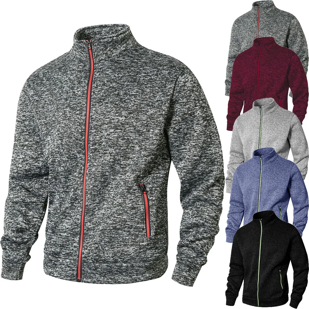 Men's Stand Collar Jacket Cardigan Casual Spring and Autumn Zip Up Sweatshirt for Men
