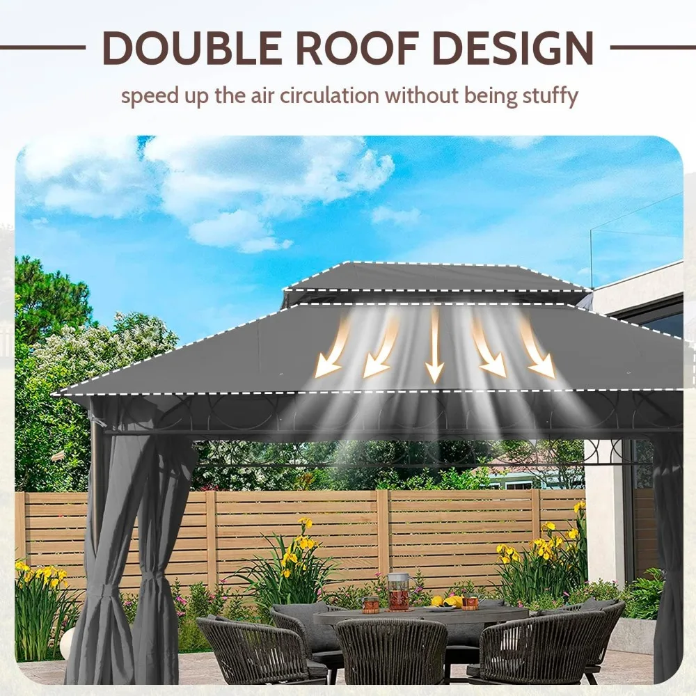 Outdoor Canopy UV Protection Gazebo Canopy Tent with 4 Sidewall for Patio Outdoor 10 x 13 inches