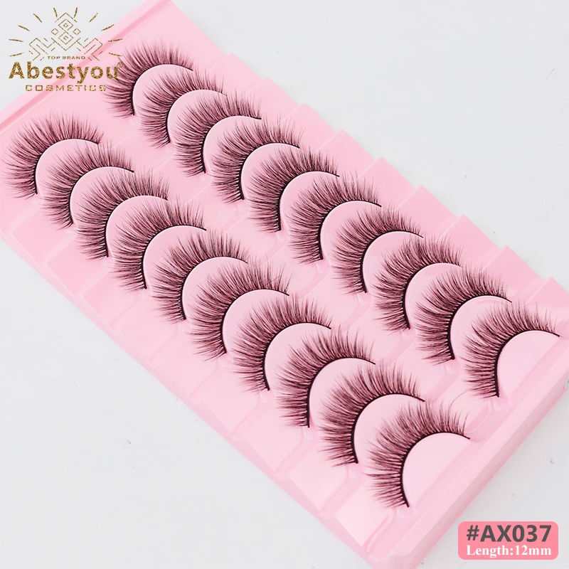 

Abestyou 3d 10pairs 12mm Wispy Mink Cat Eye Lashes Pink Book Glow In The Dark False Eyelash Makeup Accessories Wimperextensions