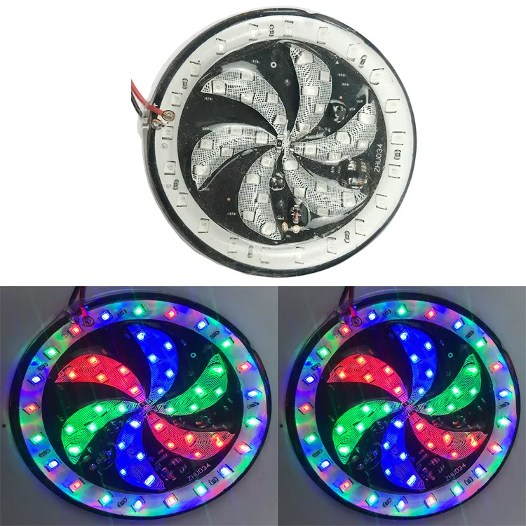 Car Motorcycle Rotating Headlights 12V 3W LED Lights With Fire Wheel Light RGB Rotating Lights Windmill Lights Taillights