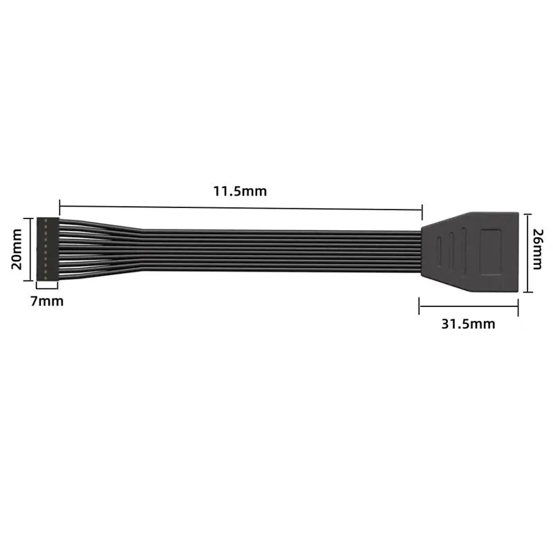 15/30cm 20-pinowy przedłużacz męski na żeński USB 3.0 Panel przedni komputera Płyta główna 19-pinowy miękki płaski kabel połączeniowy — zdjęcie produktu 4