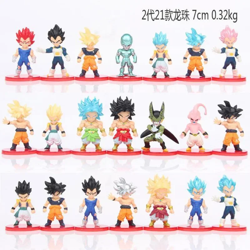 Figuras de acción de Dragon Ball Z, 2 tipos, 21 piezas, Super Saiyan, Goku, Vegeta, Trunks, Majin, Buu, freezer, regalo