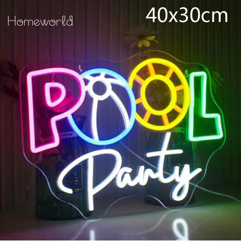 

Pool Party LED Neon light Sign USB Powered Wall Art Hanging Decor Neon Light For Swimming Culb Birthday Party Bar Gifts