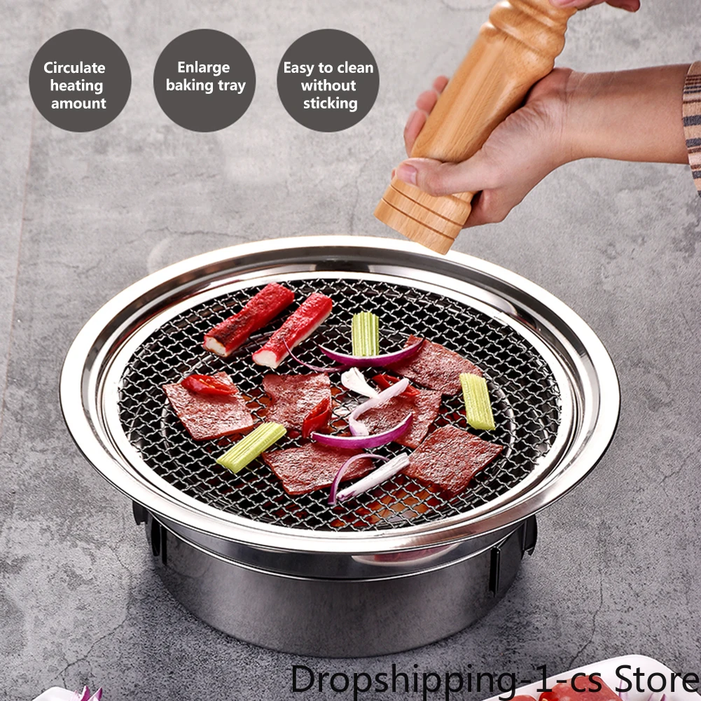 Korean Charcoal Barbecue Grill Stainless Steel Non-stick Barbecue Tray Grills Portable Charcoal Grill For Outdoor Camping Bbq