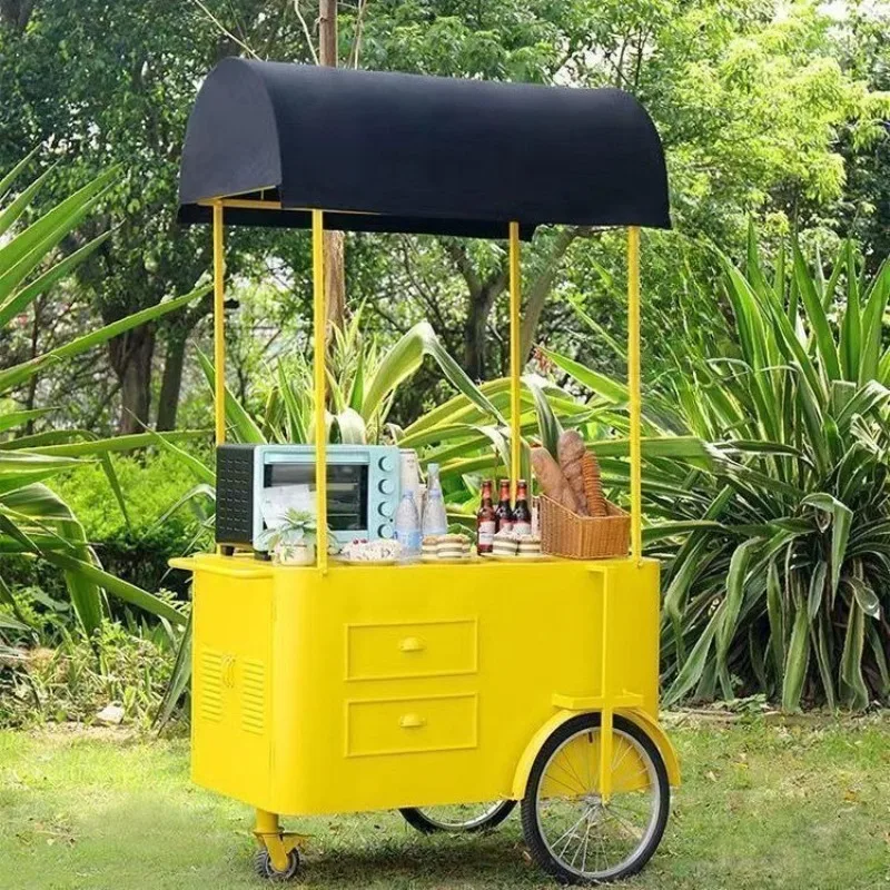 

Nordic simple fashion wrought iron dining car outdoor food stall trolley shopping mall promotional car market breakfast car