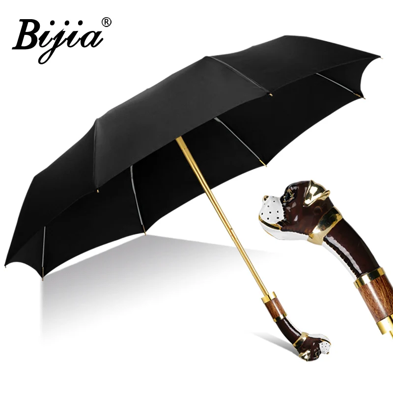 Little Fresh Three Fold Umbrella, Loyal Dog, Anti UV Sun Umbrella, Black Clear Rain Business Folding Umbrella