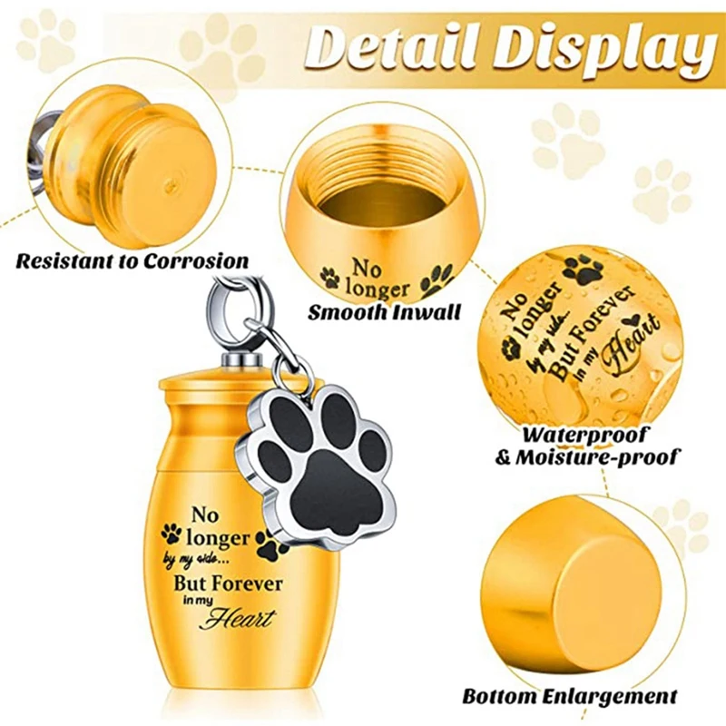 4 Pack Pet Urns Keychain Small Pet Urns For Dogs Ashes Cat Ashes Keepsake Stainless Steel