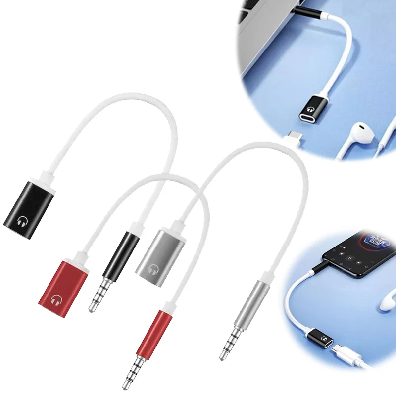 3.5mm Public To Type C Female Flat Head Headphone To Round Head Adapter Cable For Analog Connection To Mobile Phone Converter