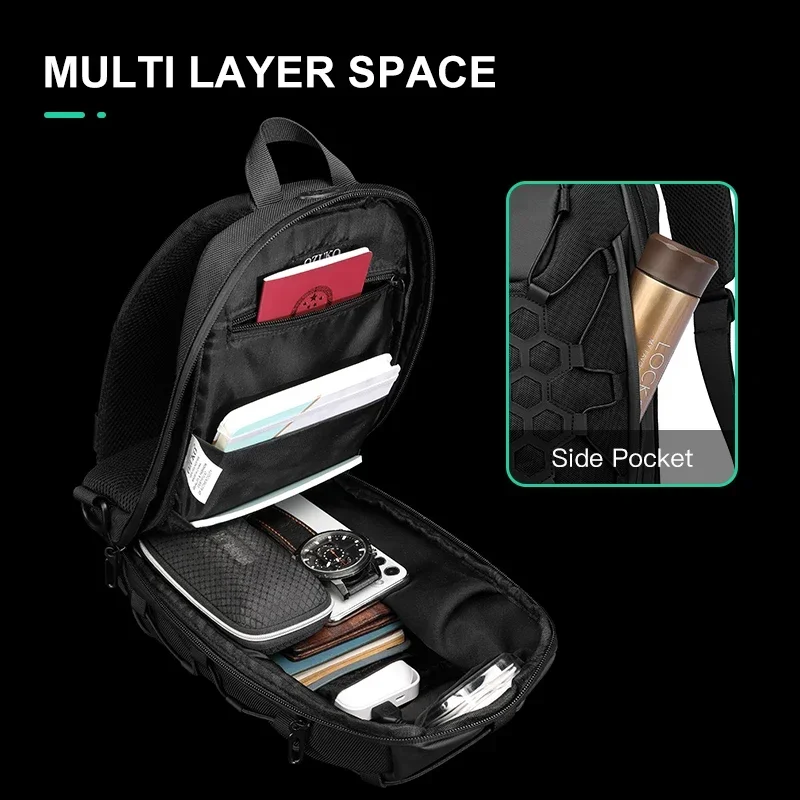 OZUKO Brusttasche Mann Umhängetasche für Herren USB Ladung Neue Männer Sling Bag Outdoor Männlichen Brust Pack Kurze Reise Messenger Taschen