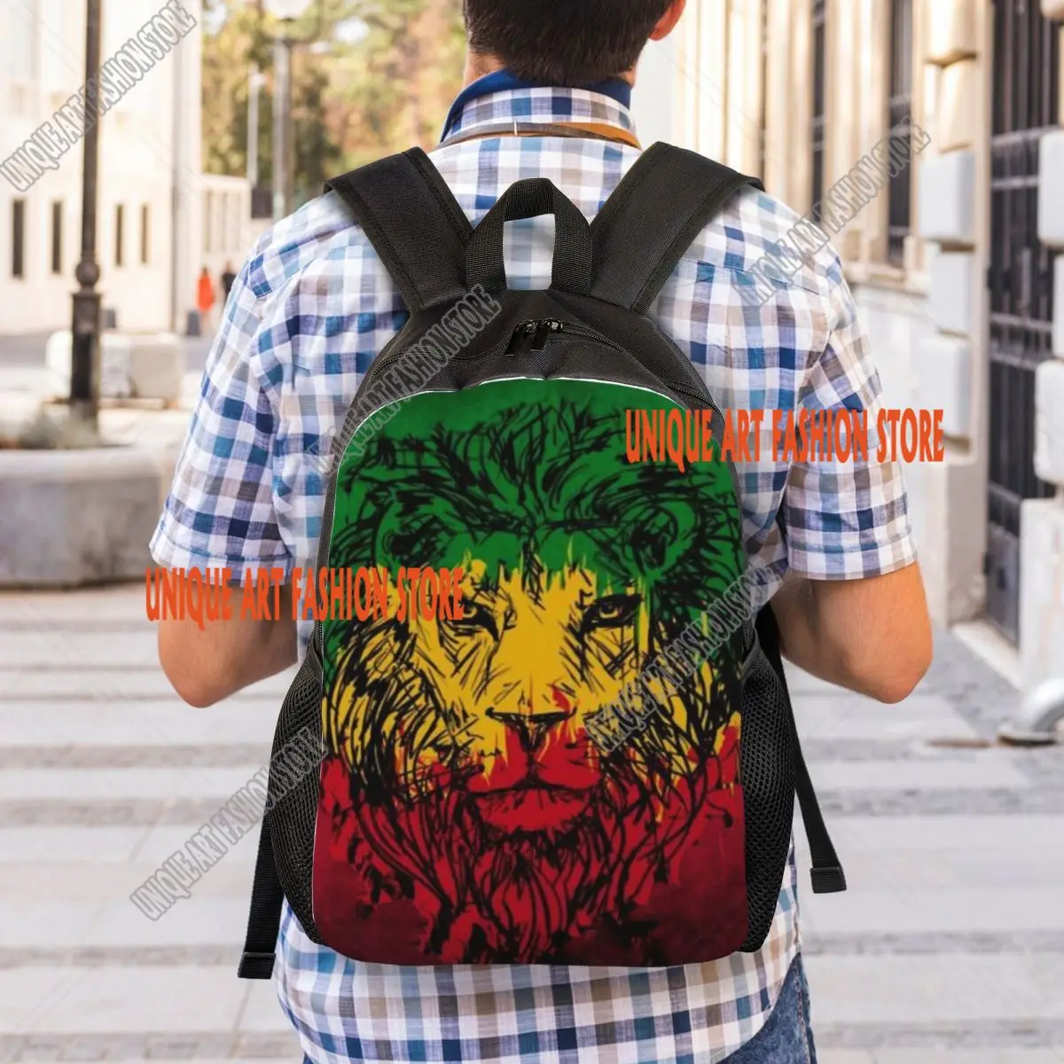 حقيبة ظهر للسفر من Lion Of Judah Rasta الجامايكي الريغي للنساء والرجال حقيبة كمبيوتر محمول للمدرسة حقيبة كتب Rastafarian Art College Student Daypack