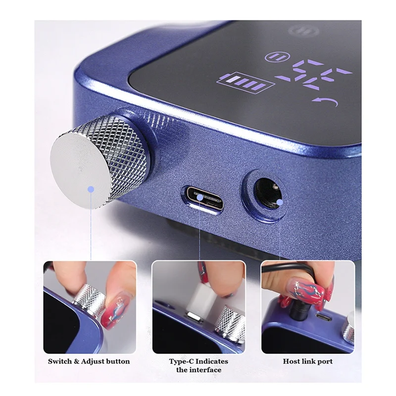 Máquina elétrica de broca de unhas profissional brocas de unhas para unhas de gel polonês recarregável portátil arquivo de unhas ferramenta de manicure