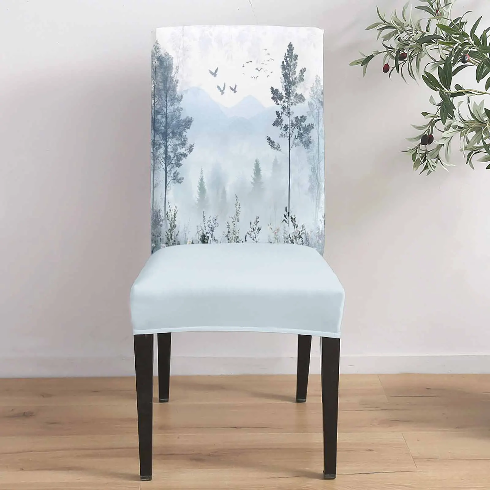 

Landscape Forest Tree Chair Cover for Dining Room Spandex Stretch Seat Cover for Wedding Banquet Party Seat Case
