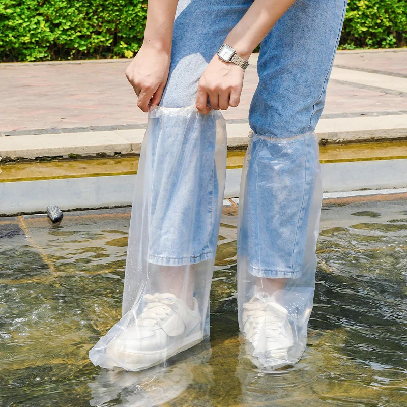 3536 Disposable Rain Boots Shoe Cover Waterproof Non-slip Transparent Plastic Outdoor Thickened Foot Cover Rainproof