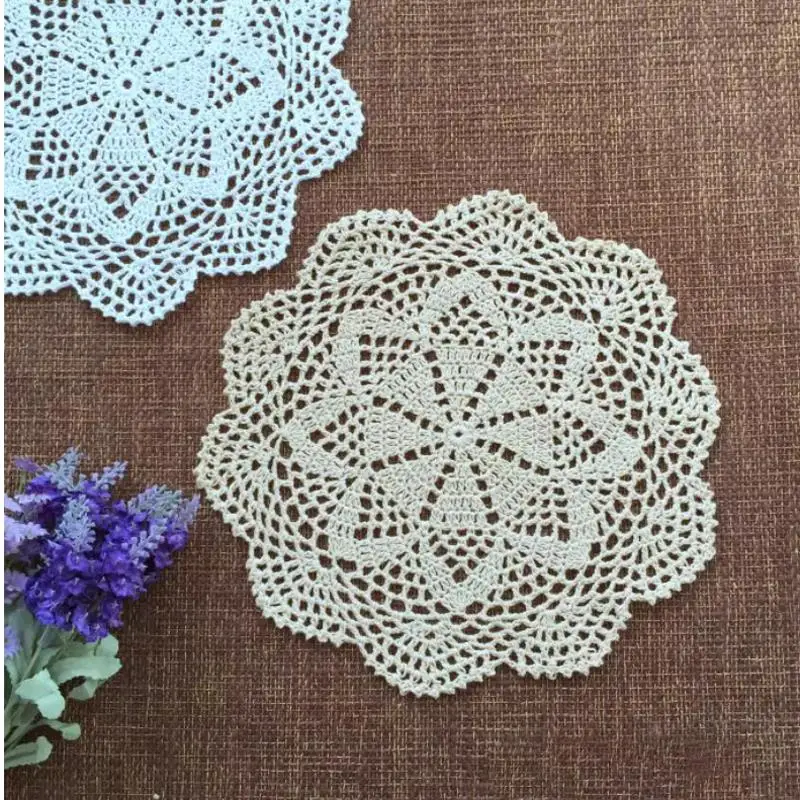 1/2/4 Stück 25 cm Häkeltücher aus Baumwolle, runde Tischdecke, Tischset, rustikale Tassenuntersetzer, Heimdekoration, handgefertigte Foto-Requisiten