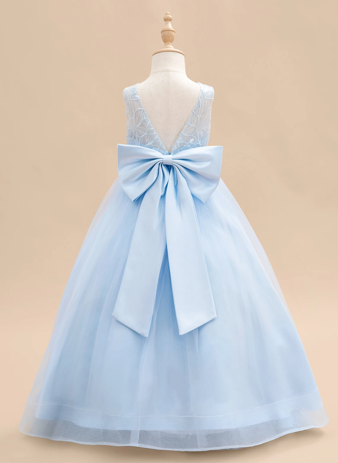 Aライン スクープ マキシレングス レース/チュール フラワーガールドレス/ウェディングパーティードレス/フラワーガールドレス/カスタムメイド