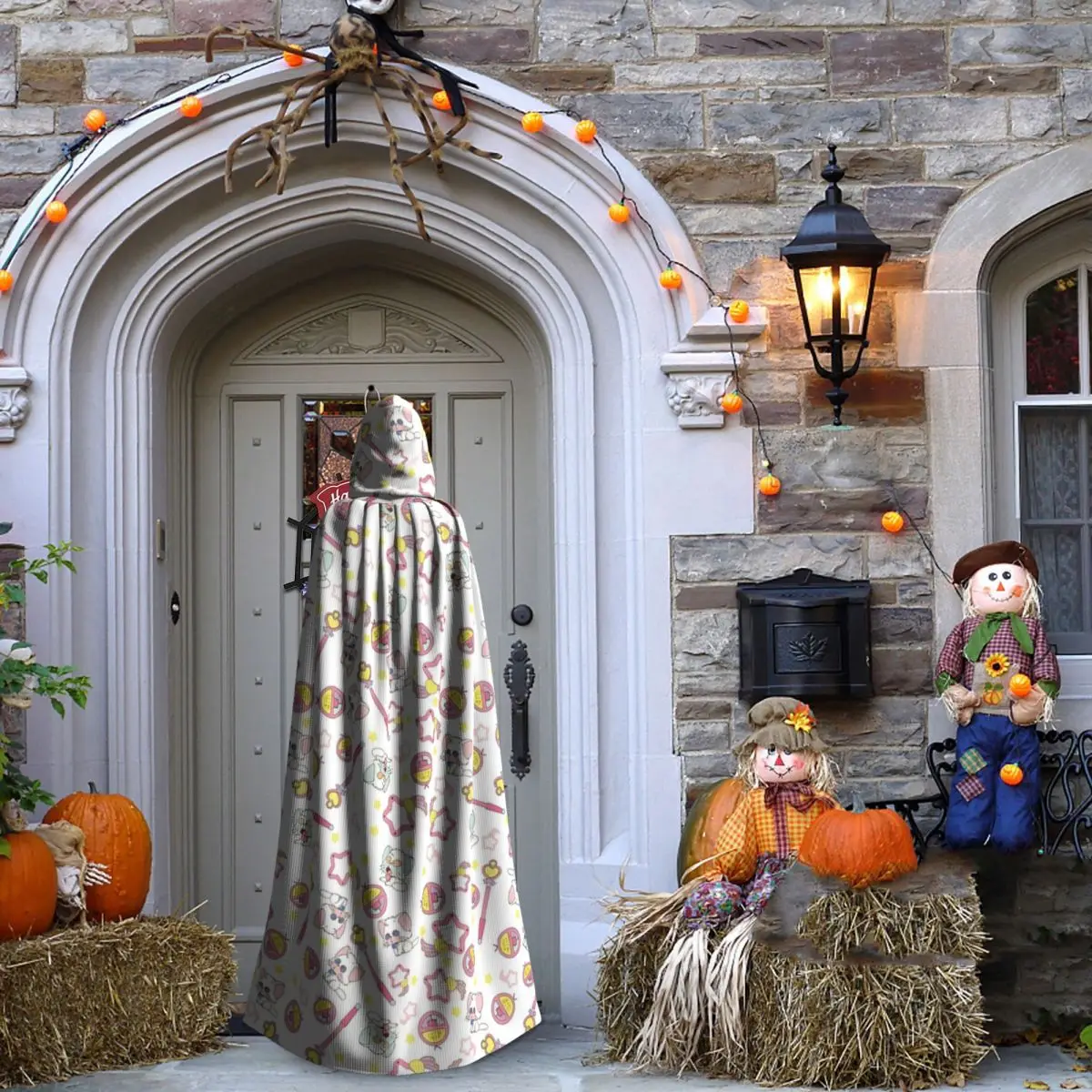 Creamy Mami Texture 02 Long Hooded Cloak Witch Medieval Costume Cosplay Cape HalloweenVampire Adult Unisex