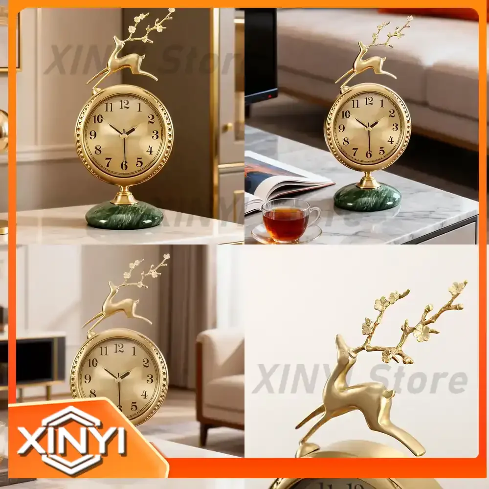 Light Luxury High-End Pendulum Desktop Clock for Living Room and Office Decor Brass Finish 2026 New Household Ornament Clock