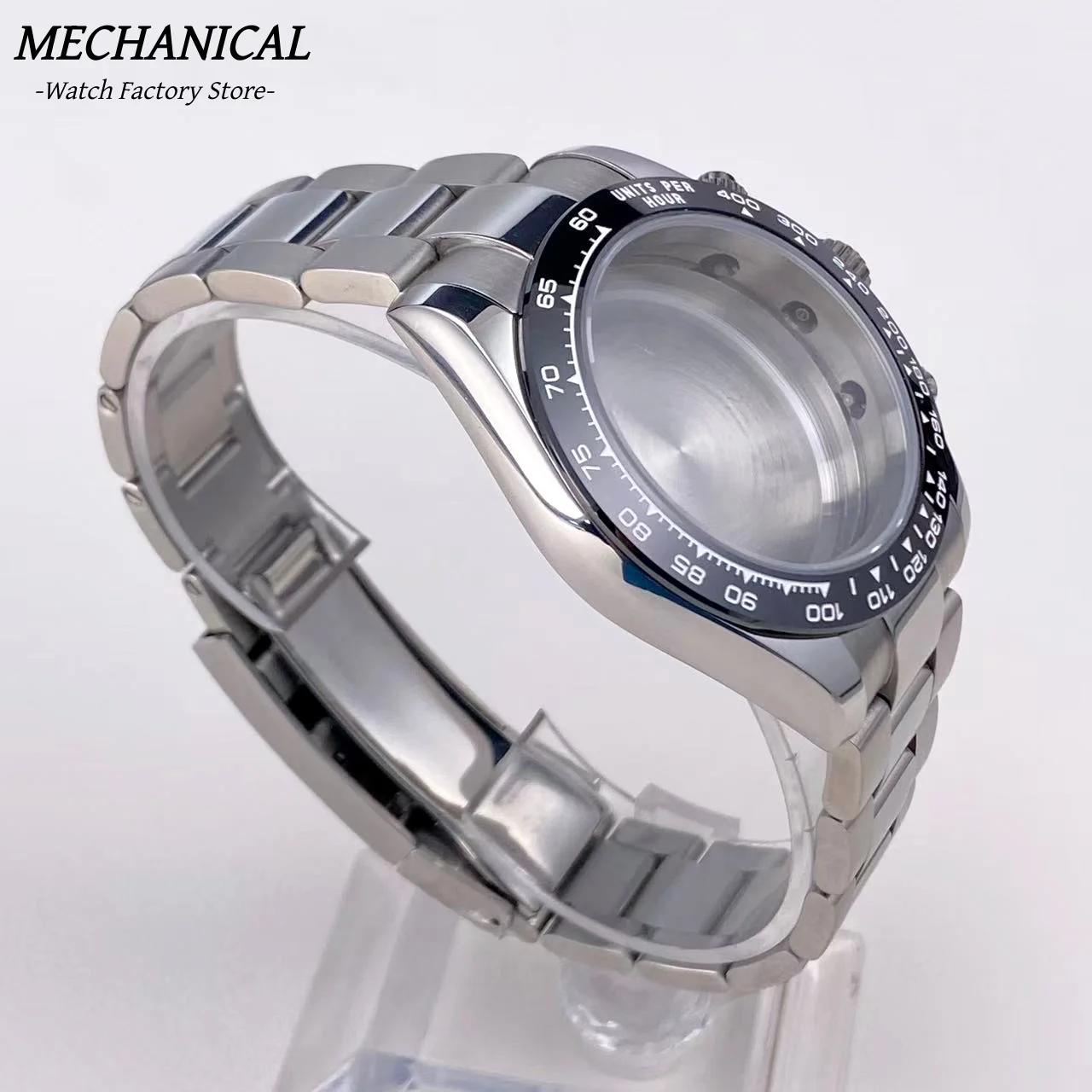 39 mm VK63 Uhrengehäuse mit Keramiklünette und Saphirglas, Edelstahl, Herrenuhr-Zubehör für VK63 Quarzwerk – Detail 4