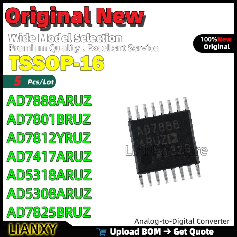 

5pcs TSSOP-16 AD7888ARUZ AD7801BRUZ AD7812YRUZ AD7417ARUZ AD5318ARUZ AD5308ARUZ AD7825BRUZ Analog-to-Digital Converter Brand New