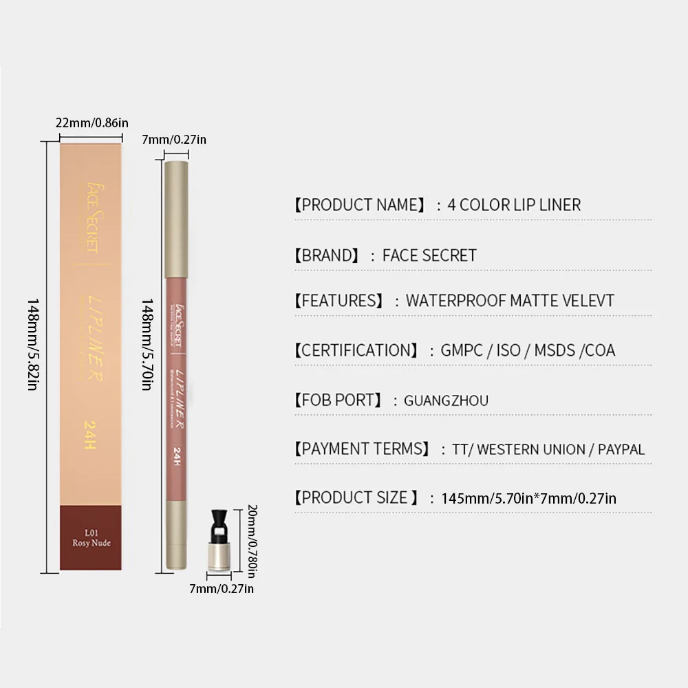 Matte Nude Lipstick Lip Liner 2 In 1 Long Wearing Waterproof Lip Ink Crayon Built-in Sharpener Professional Makeup For Women