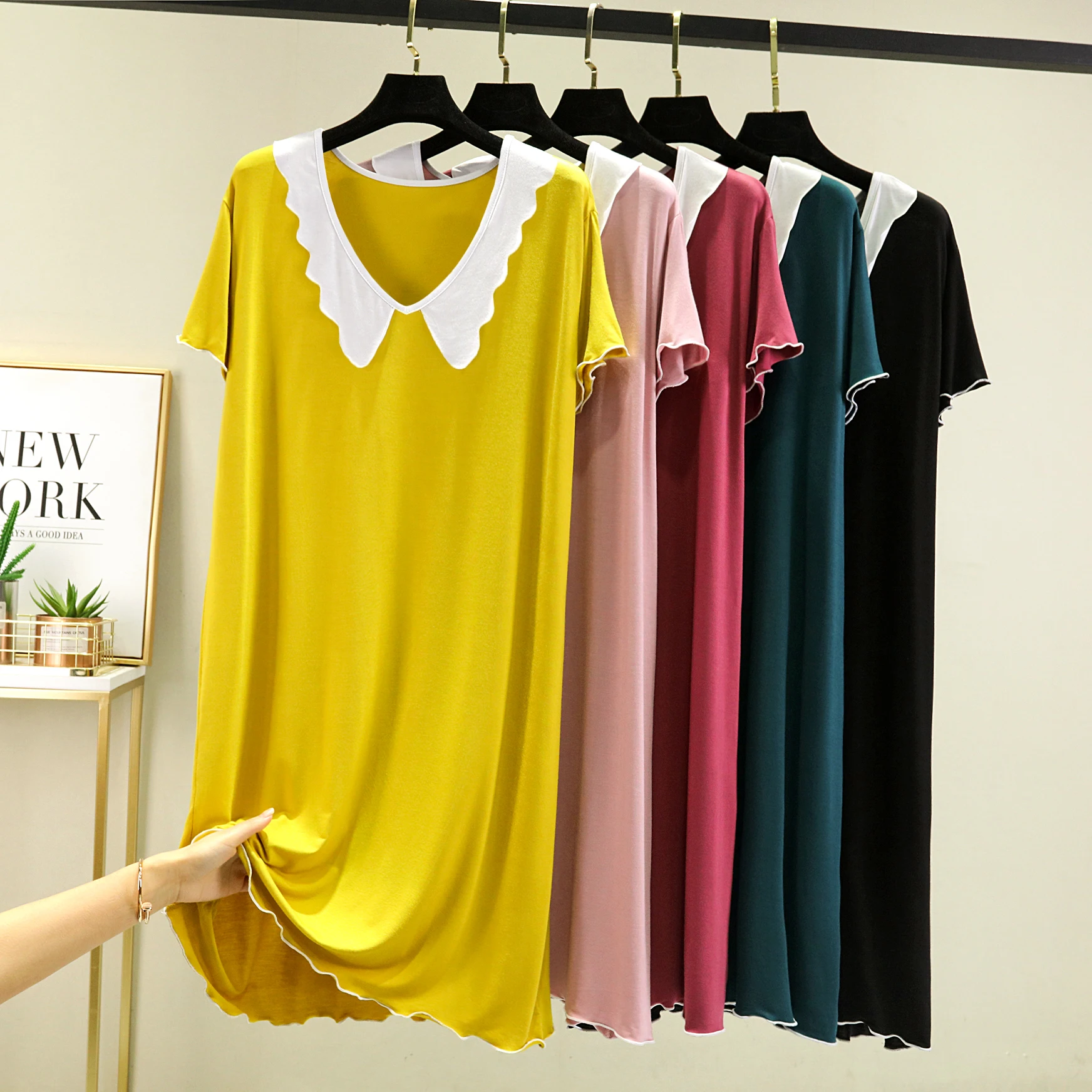 الصيف عارضة مشروط ort Sve V-Ne Dr المرأة فضفاضة كبيرة الحجم الركبة طول ألف خط Dr مريحة Spwear Dr