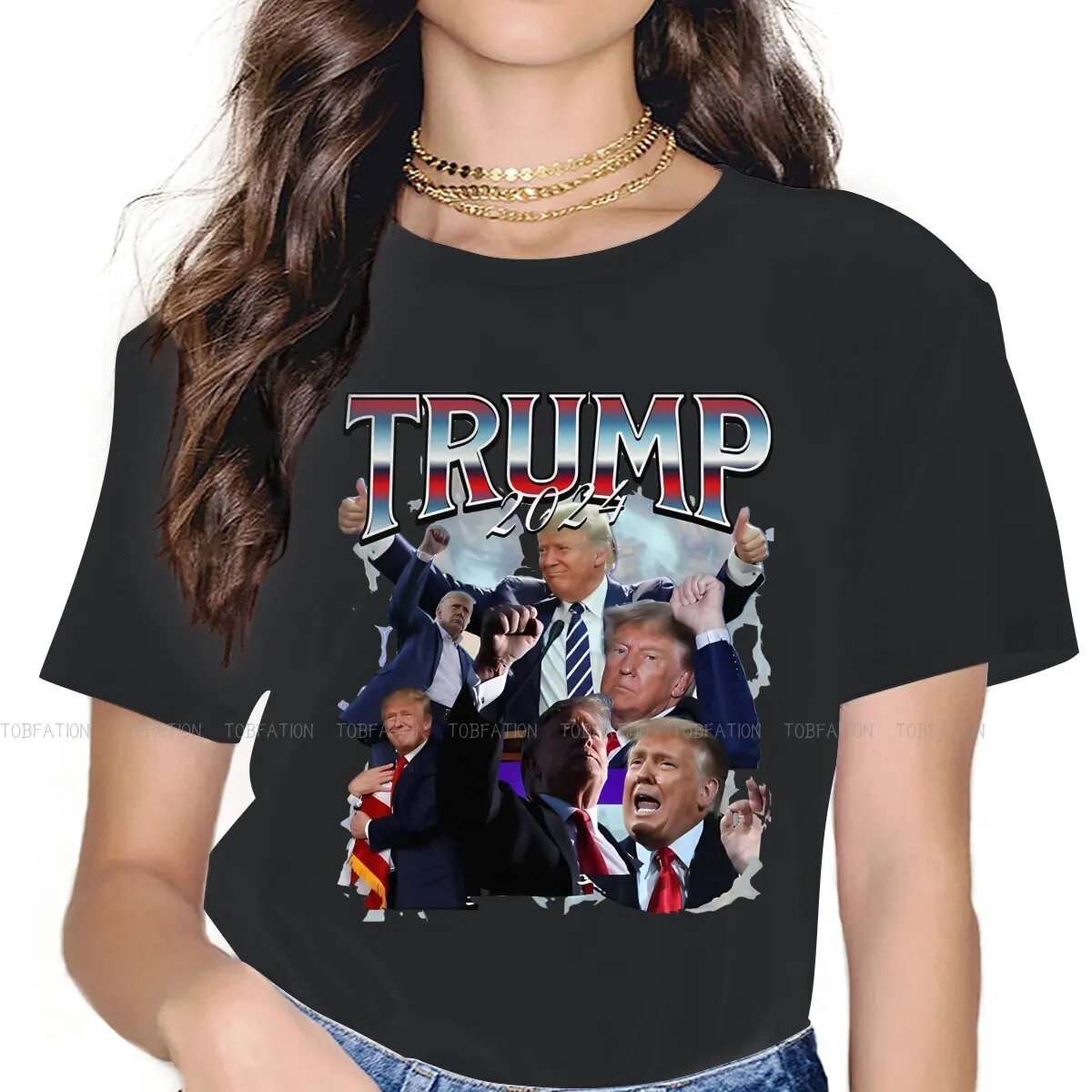 Trump USA 100% Cotton TShirts 2024 Bootleg Style Distinctive Homme T Shirt Funny Tops