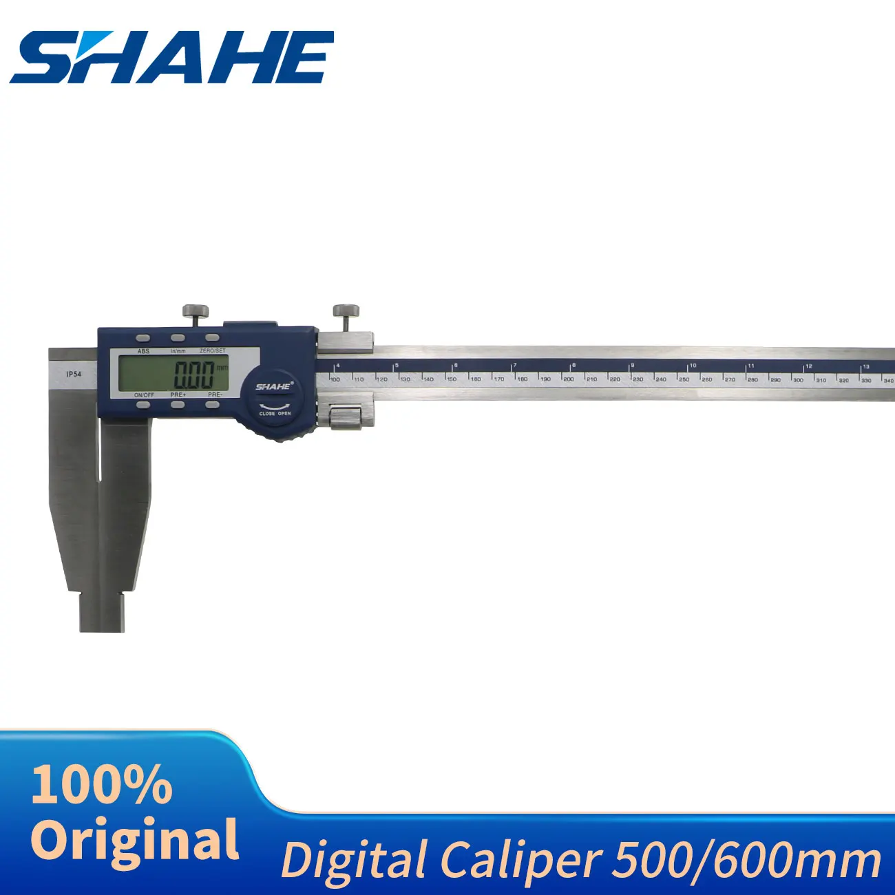 

SHAHE 500/600mm Heavy Duty Long Jaw Origin Digital Caliper, IP54 Stainless Steel Electronic Caliper Measuring Tool