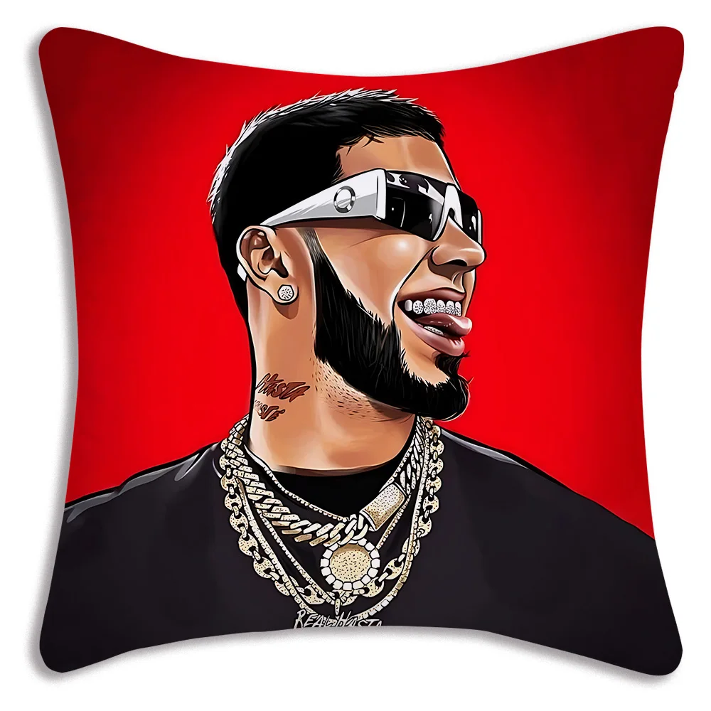 Famous rapper Anuel AA Pillow Covers Cartoon Sofa Decorative Home Double-sided Printing Short Plush Cute Cushion Cover