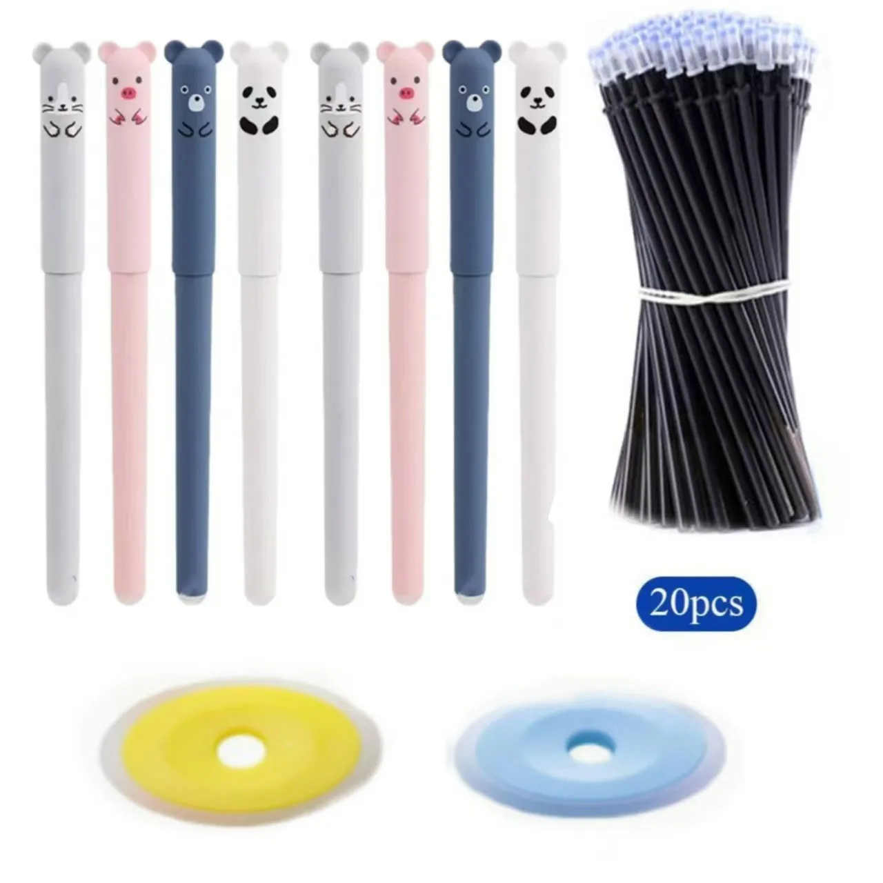 

Erasable Gel Pen Thermal Easy-Rub Gel Pen Cute Cartoon Eraser Set With No-Waste Eraser 0.5mm Pen Tip 20ml Various Sets Options
