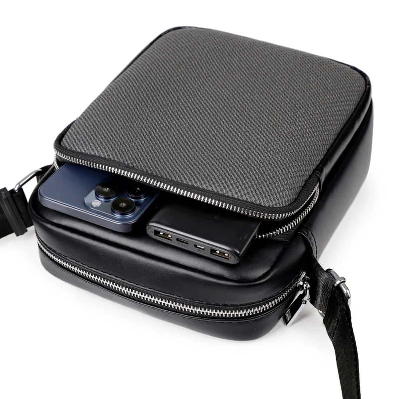 جلد الذكور حقيبة كتف موضة حقيبة كروسبودي الصبي العلامة التجارية حقيبة ساع bandolera hombre 2025 جديد بلون حقيبة يد رجالي pu