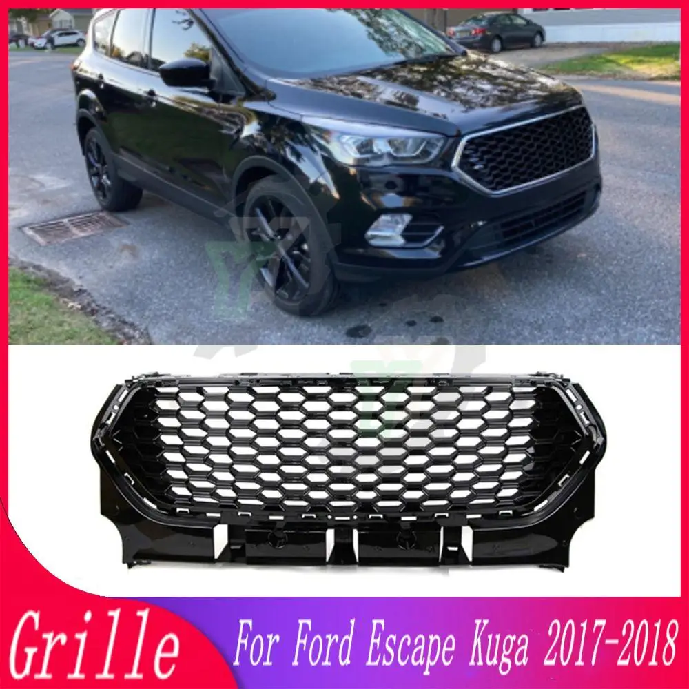 

17 18 Car Accessory Front Bumper Grille Centre Panel Styling Upper Honeycomb Mesh Racing Grill For Ford Escape Kuga 2017 2018