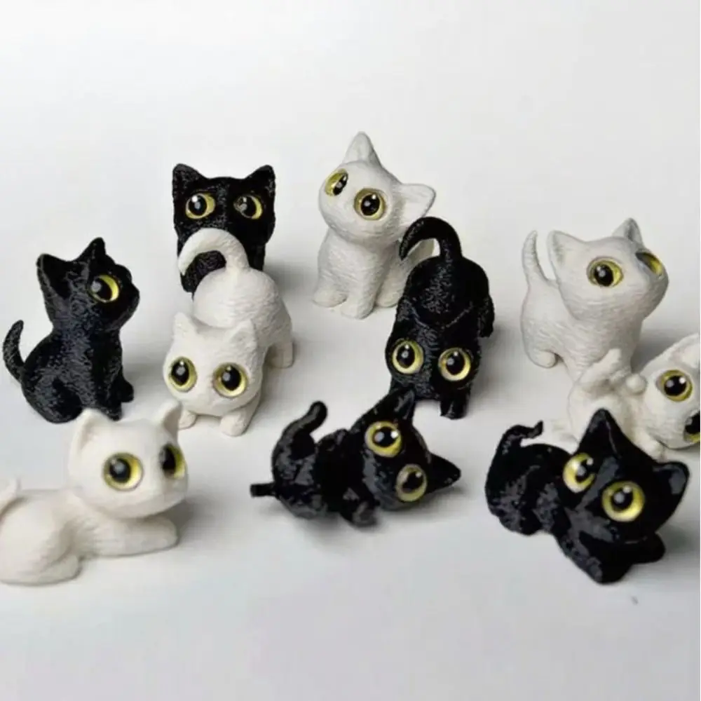 PLA-figura de gato de Halloween, adorno artesanal, figuras de gatos impresas en 3D, modelo divertido, manualidades de micropaisaje