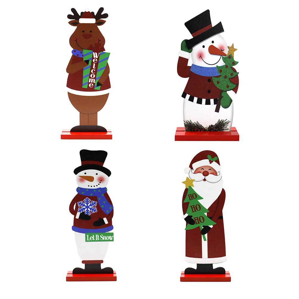 

Vintage Christmas Stand up Snowman Decoration Wooden Figure Ornaments Indoor Decorations