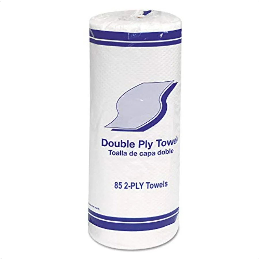 Toallas de papel GEN, paquete de 30 85 perforadas, 2 capas, blancas, 11x7,8 hojas por rollo, se adapta a dispensadores estándar