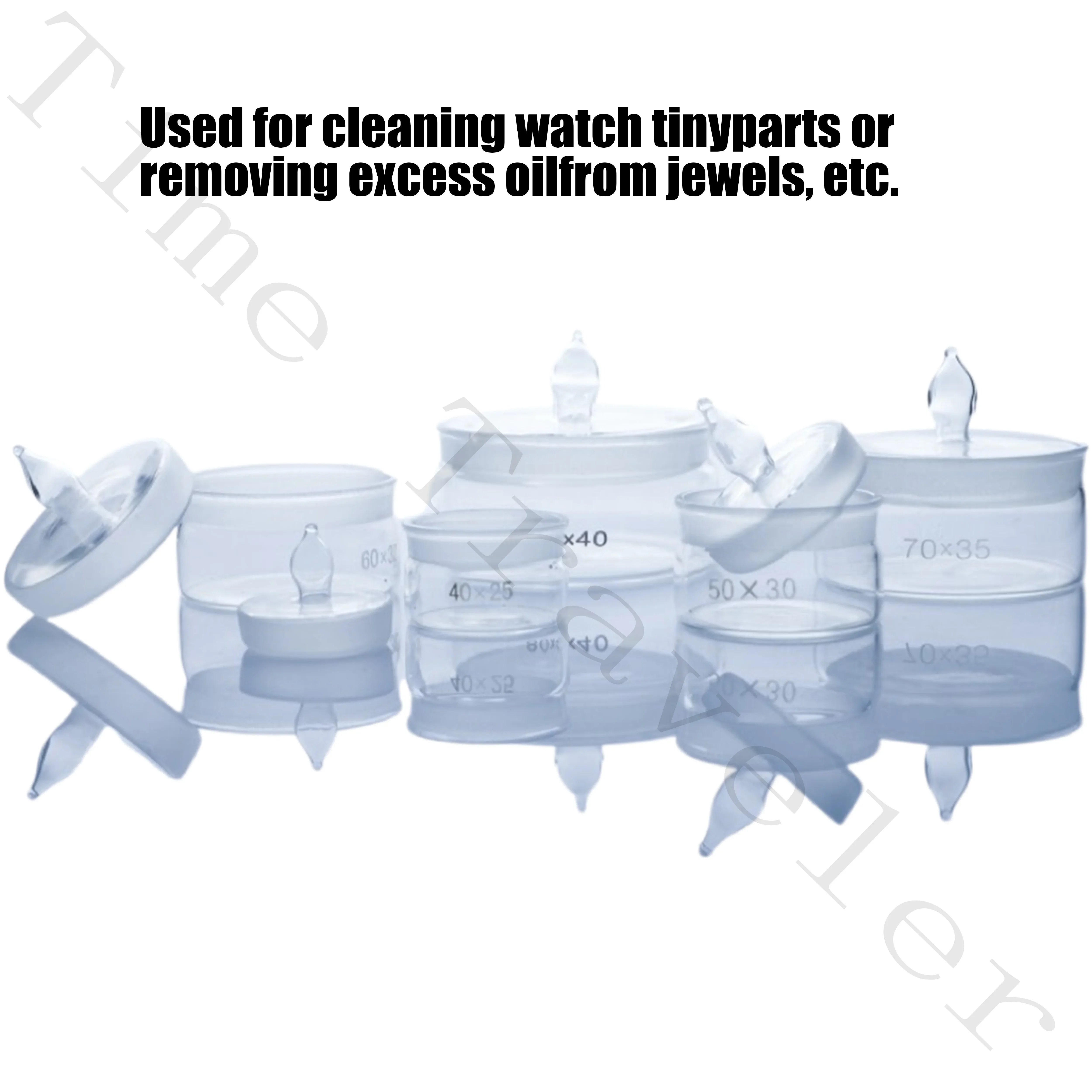 Vaso per il lavaggio dell'olio dell'orologio in vetro parti dei movimenti dell'orologio riparazione del vetro vaso per la manutenzione della pulizia con coperchio antipolvere per orologiaio