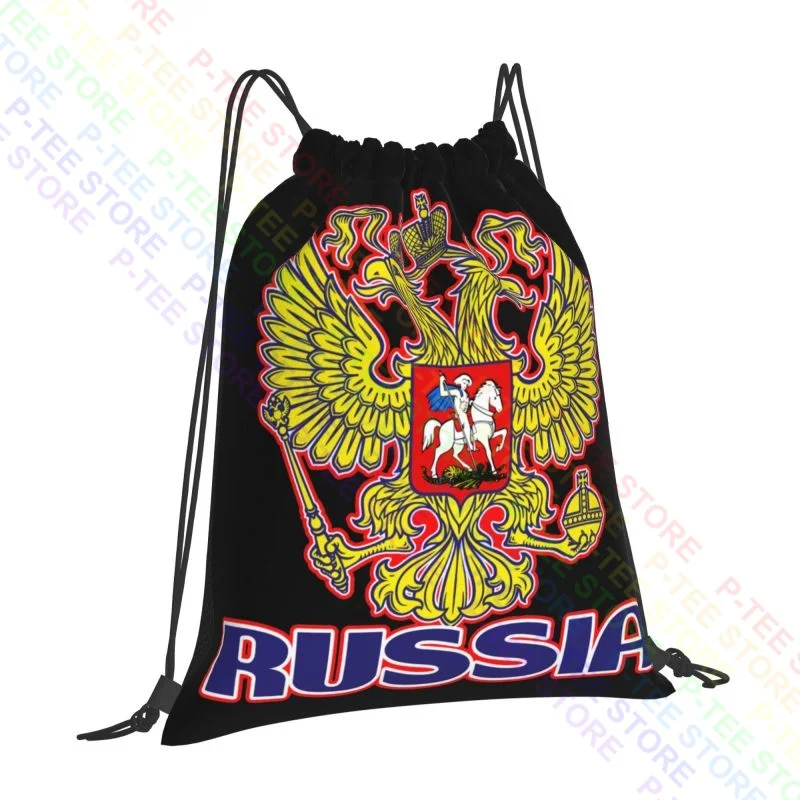 Coat Of Arms Double Eagle Russian Federation Symbol Drawstring Bags Gym Bag Portable Multi-function