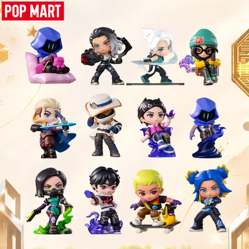 Oryginalne figurki z serii POP MART VALORANT Classic Agents, figurki w pudełku niespodziankowym, dekoracja, kolekcjonerska zabawka, prezent urodzinowy dla fanów.