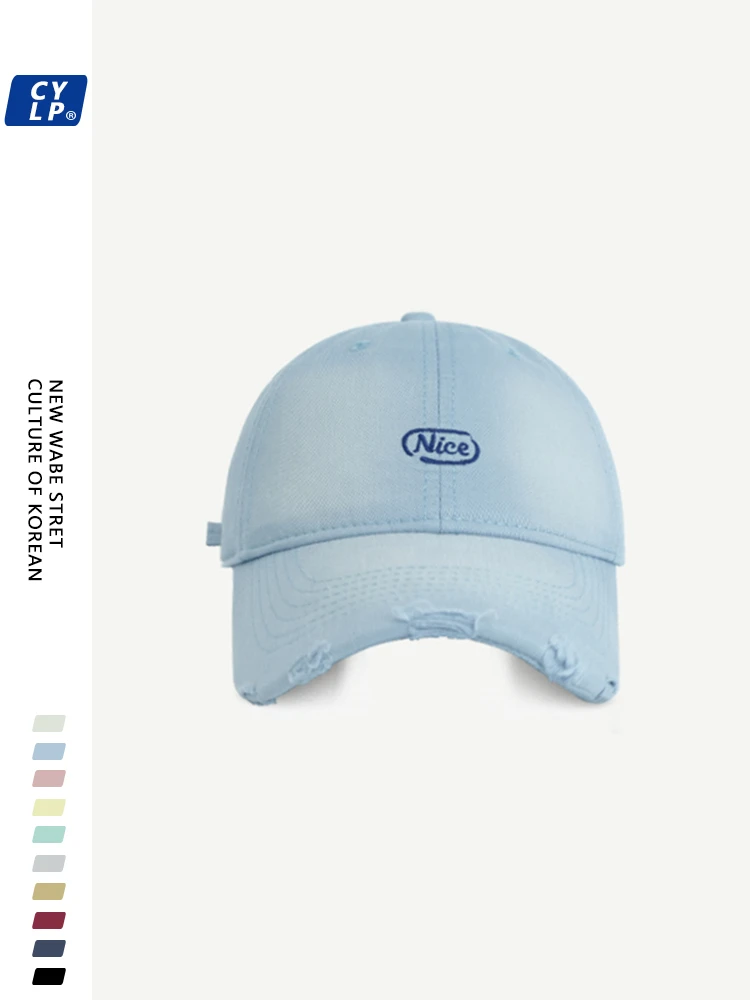 

Letter embroidery washed soft top baseball cap spring and summer versatile face cap