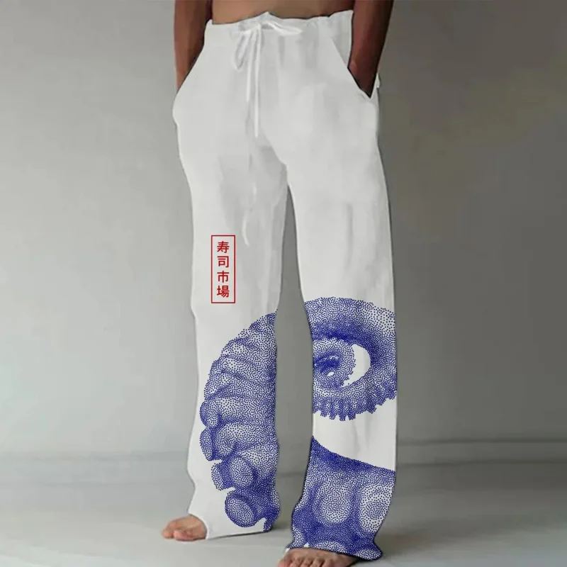 2025 سراويل رياضية وترفيهية جديدة إبداعية للرجال ، سراويل رجالية عائلة القرش طباعة ثلاثية الأبعاد على الطراز الأوروبي والأمريكي